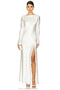 view 1 of 3 La Lune Cumulus Silk Backless Lace Split Maxi Dress in Ivory