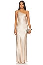 view 1 of 3 La Lune One Shoulder Cowl Back Maxi Dress in Gold