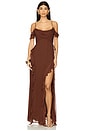 view 1 of 3 Blair Ruffle Cowl Maxi Dress in Cocoa