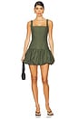 view 1 of 3 Maiori Square Neck Bubble Mini Dress in Army Green