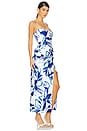 view 2 of 3 Stevie Bustier Draped Midi Dress in Bluebell Wallpaper