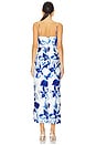 view 3 of 3 Stevie Bustier Draped Midi Dress in Bluebell Wallpaper