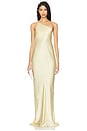 view 1 of 3 La Lune One Shoulder Cowl Back Maxi Dress in Lemon