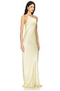 view 2 of 3 La Lune One Shoulder Cowl Back Maxi Dress in Lemon