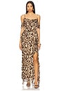 view 1 of 3 Goldie Ruffle Cowl Maxi Dress in Animal Effect