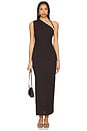 view 1 of 4 Beau Gathered Asymmetrical Maxi Dress in Espresso