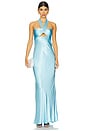 view 1 of 3 La Lune Ruched Halter Maxi Dress in Iceberg Blue