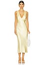 view 1 of 3 VESTIDO MIDI DECOTADO, TRANSPASSADO NAS COSTAS LA LUNE in Lemon