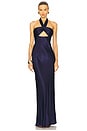 view 1 of 3 La Lune Ruched Halter Maxi Dress in Midnight
