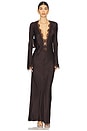 view 1 of 3 Allegra Lace Plunged Maxi Dress in Espresso