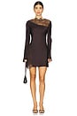 view 1 of 4 Allegra Lace Panelled Mini Dress in Espresso