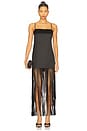 view 1 of 3 VESTIDO LONGO COM FRANJAS E DECOTE QUADRADO MORAYA in Black