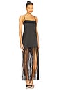view 2 of 3 VESTIDO LONGO COM FRANJAS E DECOTE QUADRADO MORAYA in Black