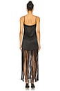 view 3 of 3 VESTIDO LONGO COM FRANJAS E DECOTE QUADRADO MORAYA in Black