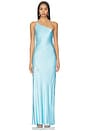 view 2 of 4 La Lune One Shoulder Cowl Back Maxi Dress in Iceberg Blue