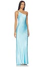 view 3 of 4 La Lune One Shoulder Cowl Back Maxi Dress in Iceberg Blue