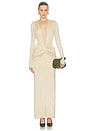 view 1 of 3 Miro Long Sleeve Plunged Maxi Dress in Sand