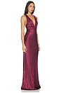 view 2 of 3 La Lune Plunged Cross Back Maxi Dress in Shiraz