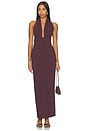view 1 of 3 Campbell Halter Plunged Maxi Dress in Wine Tasting