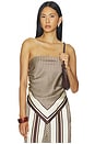 view 1 of 5 Tyler Silk Scarf Top in Bone,choc & Sand