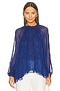 view 1 of 4 Gathered High Neck Blouse in Strong Blue & Deep Blue