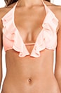 view 4 of 4 Coral Solid Ruffle Bikini Top in Coral
