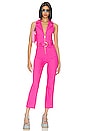 view 1 of 3 Jacksonville Cropped Jumpsuit in Hot Pink Denim