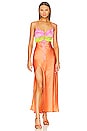 view 1 of 3 Calloway Cut Out Dres in Cantaloupe Luxe Satin