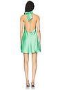 view 3 of 3 Jasmine Halter Mini Dress in Kiwi Luxe Satin