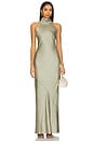 view 1 of 3 Lisa Maxi Dress in Moss Green Luxe Satin