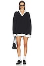 view 1 of 3 Lyle Collared Sweater Dress in White & Black Knit