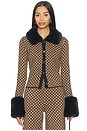 view 1 of 5 Chateau Cardigan in Carmel Geo Knit With Faux Fur