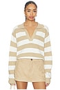 view 1 of 4 JERSEY LEAGUE SWEATER in Beige Rugby Stripe Knit