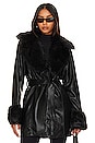 view 1 of 5 Penny Lane Coat in Black Faux Leather & Faux Fur