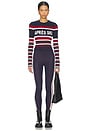 view 5 of 6 Cozy Leggings in Navy Race Stripe Knit