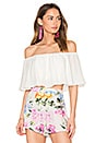 view 1 of 4 Heidi Ruffle Crop Top in White Laguna Crinkle