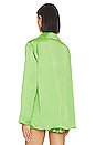 view 3 of 4 Smith Button Down in Bright Green Luxe Satin