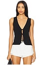 view 1 of 4 Time Out Tie Top in Black Rib Knit