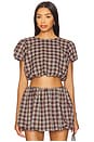 view 1 of 5 Highland Crop Top in Saddle Plaid