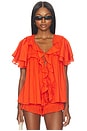 view 1 of 4 Rosalie Ruffle Top in Rouge Red Voile