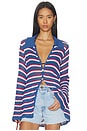 view 1 of 4 Button Up Coverup in Montauk Stripe Crochet