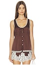 view 1 of 5 Sandra Top in Chocolate Satin