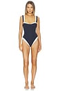 view 1 of 5 Saint Jean One Piece in Reversible Navy Polka Dot