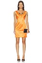 view 1 of 3 Pleated Diamond Neckline Dress in Yellow Orange