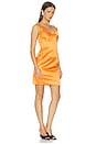 view 2 of 3 Pleated Diamond Neckline Dress in Yellow Orange