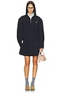 view 1 of 4 Mandarin Collar Pullover Dress in Navy Blue