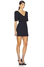 view 2 of 3 V-neck Bow Mid-sleeve Dress in Navy Blue