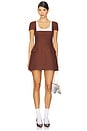 view 1 of 3 Scalloped Short Sleeve Dress in Brown