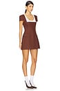 view 2 of 3 Scalloped Short Sleeve Dress in Brown