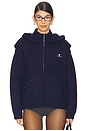 view 2 of 6 Double Collar Zip-up Knit Jacket in Navy Blue